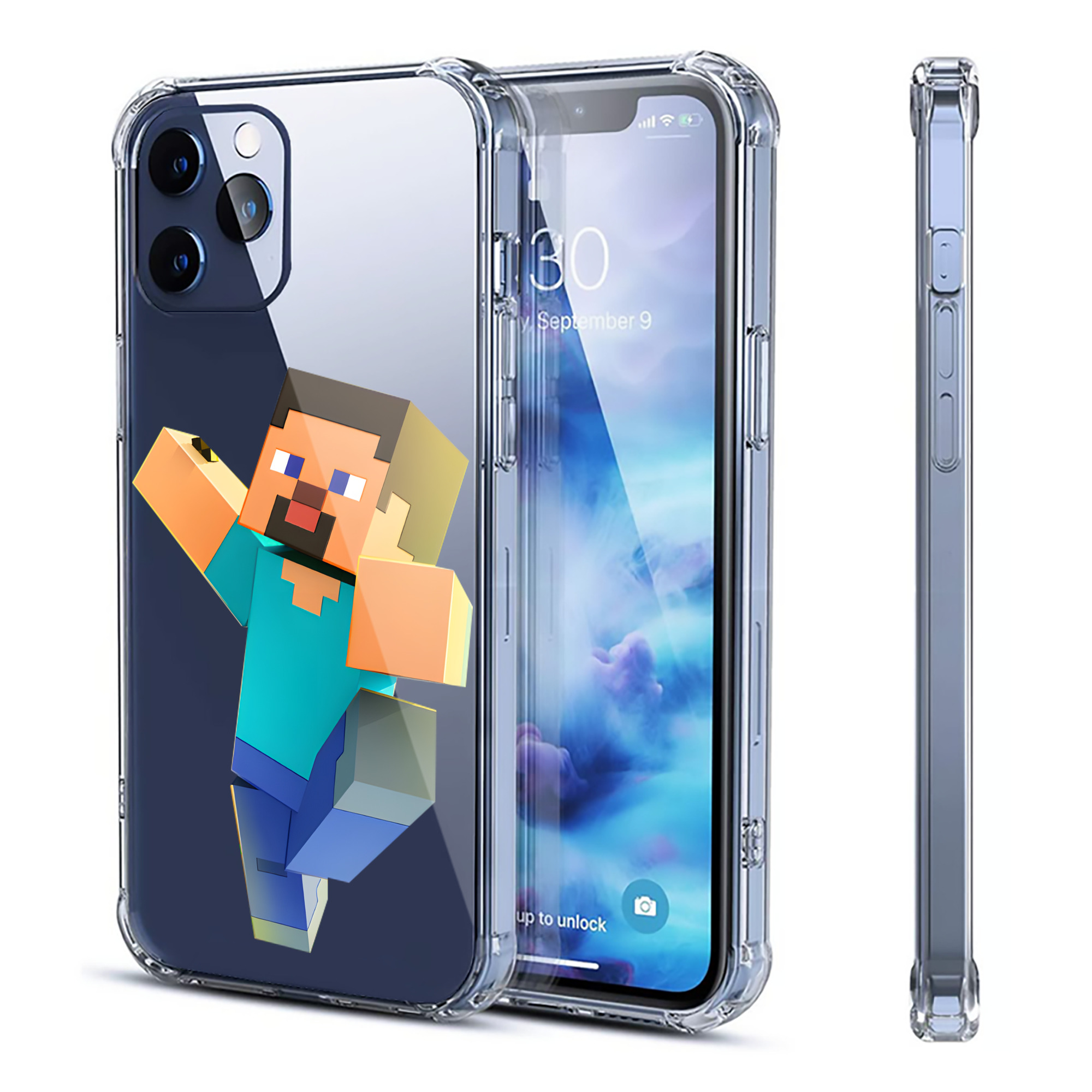 （画像用） マインクラフト ブロックの世界 Minecraft MC Block world 【iPhone 12シリーズ対応】透明スマホケース（クリアソフトケース）